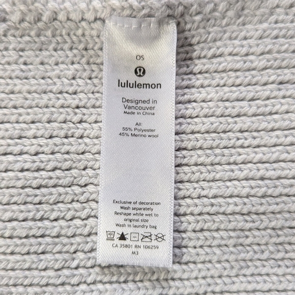 Lululemon Wool Blend Ribbed Knit Extra Long Wide Black Gray Color Block Scarf OS - Picture 7 of 8